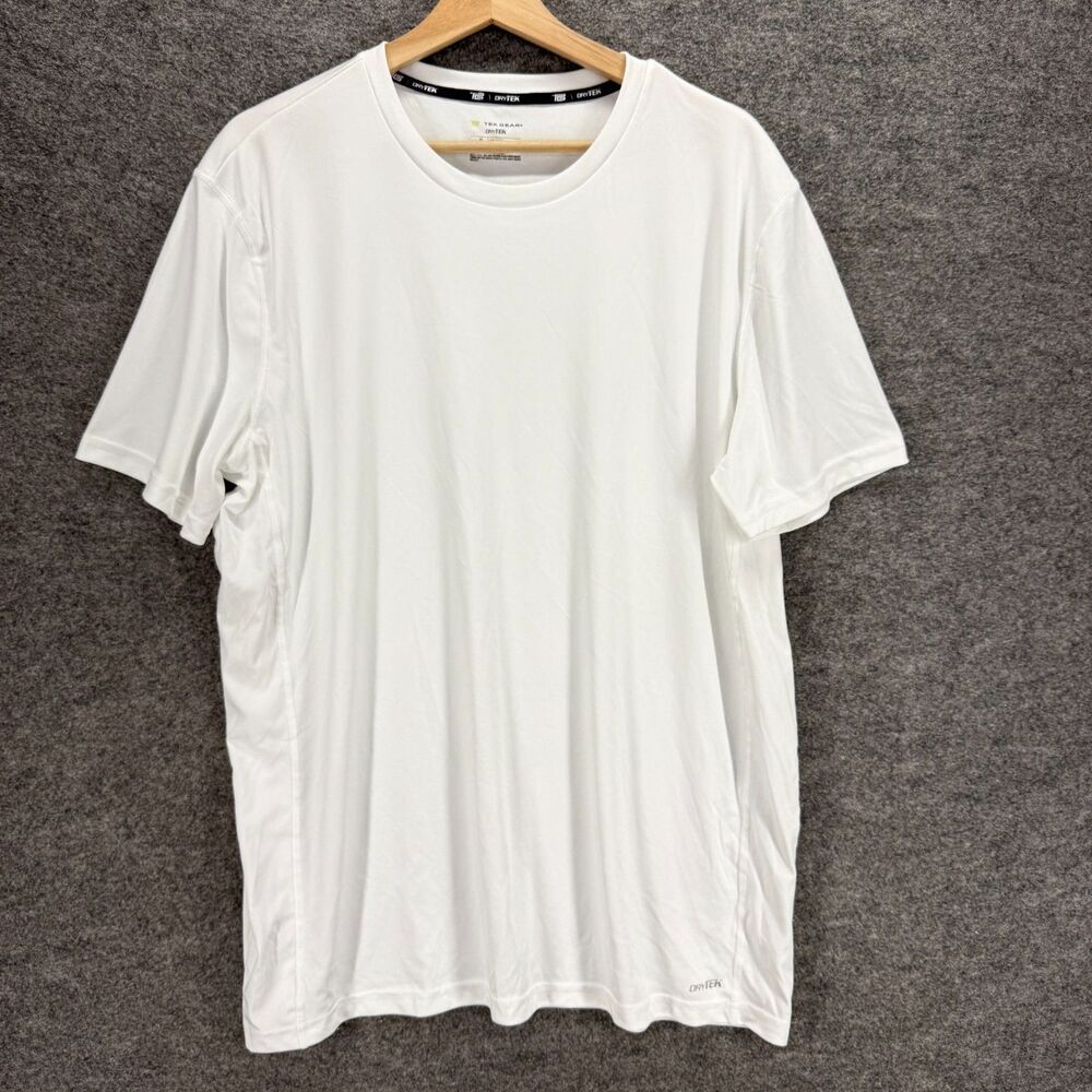 Tek Gear T-Shirt Men XL White Crew Neck Short Sleeve Dry Tek Regular Solid